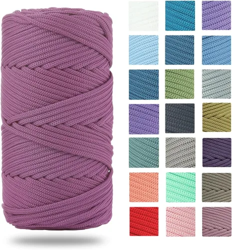 Miniatura 12 de Cordón de poliéster trenzado de 0.157 pulgadas, 160 yardas, hilo elástico para ganchillo, cuerda de poliéster para manualidades, bolsa de Beige