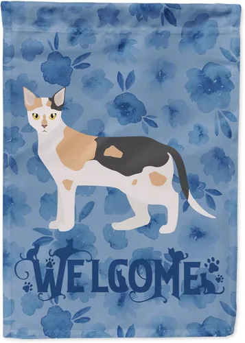 Miniatura 50 de Caroline's Treasures CK4813CHF - Bandera de bienvenida con gato abisinio azul, manga grande, para porche, para colgar en la pared, poliéster