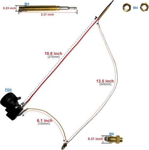 Miniatura 2 de Termoacoplador de calentador de gas y interruptor de descarga anti inclinación, kit de seguridad para accesorios de calentador de patio y exteriores