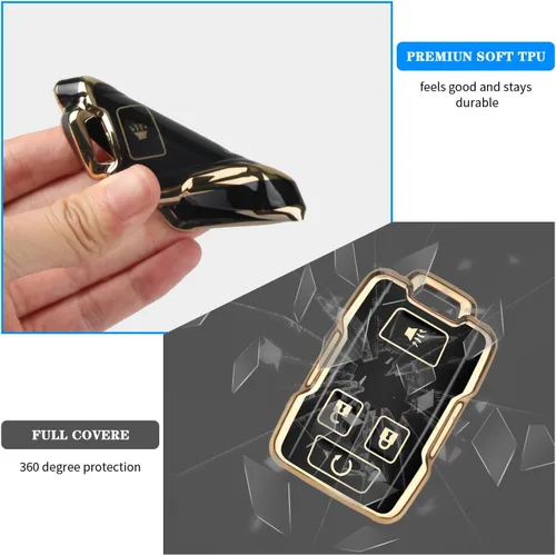 Miniatura 4 de QBUC Funda protectora para llavero Chevy de 360 grados con llavero compatible con Chevrolet 2014-2021 LT GMC Sierra Canyon Yukon Suburban Tahoe