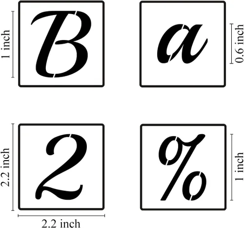 Miniatura 6 de Plantillas de letras del alfabeto de 1 pulgada para pintar, paquete de 70 plantillas de letras y números con letreros para pintar sobre madera