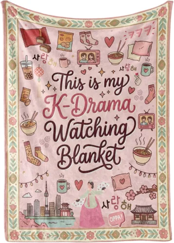 Miniatura 10 de Huglanket Regalos de Drama Coreano Kdrama Merch Manta para Mujeres, Mantas de Franela para Amantes del Drama K, Azul, 50" x 65
