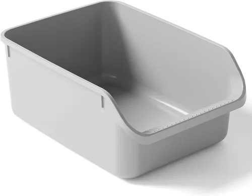 Caja de arena para gatos con lados altos, antisalpicaduras para gatos de interior, cajas de arena para gatos de entrada baja (gris)
