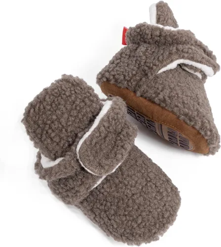 Miniatura 16 de Botines de forro polar para bebés, niños y niñas, pantuflas antideslizantes con agarre suave, zapatos de calcetín para recién nacidos, cuna