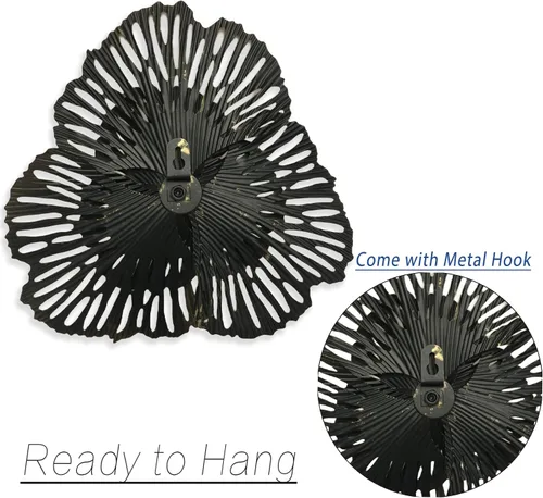 Miniatura 5 de Decoración de pared de flores de metal de 10 pulgadas, escultura floral rústica moderna, colgante de pared de hierro envejecido, decoración
