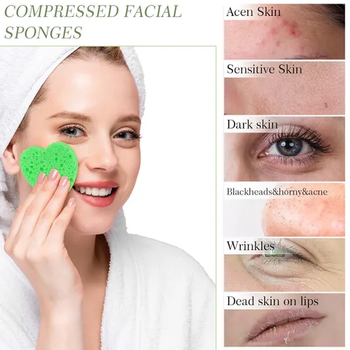 Miniatura 4 de Sieral 120 unidades de esponjas faciales comprimidas con contenedor, almohadillas desechables para la limpieza del rostro, exfoliación, remoción