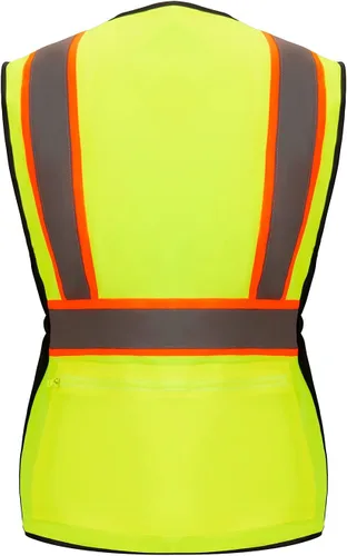 Miniatura 2 de Chaleco de seguridad reflectante Hi Vis, clase 2, con 7 bolsillos y cremallera, cumple con las normas ANSI/ISEA