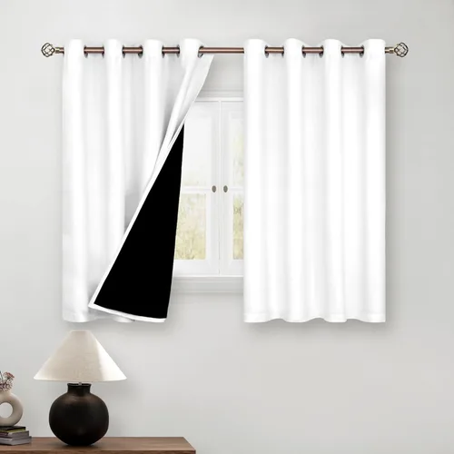 BGment - Cortinas con aislamiento térmico para habitación, 100 % opacas, con forro negro, cortina de doble capa con ojales, reduce el ruido (52 x 54