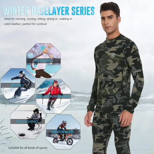 Miniatura 6 de Conjunto de ropa interior térmica para hombre, capa base de compresión, ropa de invierno con forro polar largo, ropa de correr y esquiar