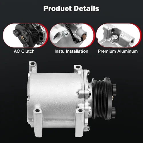 Miniatura 3 de Compresor de CA CCIYU con embrague para Mitsubishi Outlander 2.4L 2003-2006 77494 Potente operación silenciosa de enfriamiento cero escape