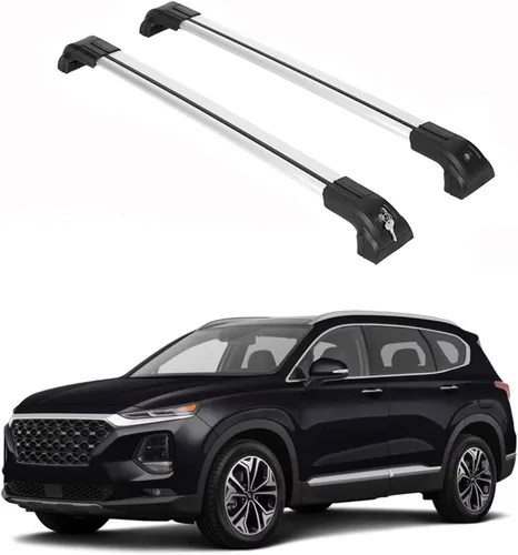 Miniatura 19 de ERKUL Barras Transversales de Techo para Hyundai Santa Fe 2013-2018 Barras Transversales de Aluminio con Cerradura Antirrobo para Techo Negro