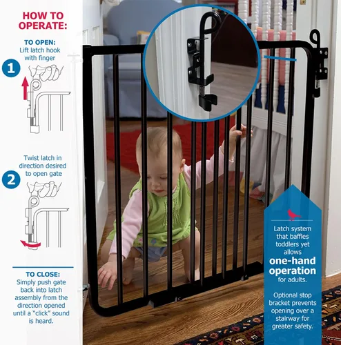Miniatura 3 de Cardinal Gates MG15 Puerta de bebé con bloqueo automático para escaleras, puerta ajustable para perros para interiores, hecha de aluminio para Negro