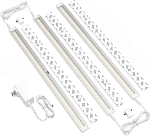 EShine Kit de iluminación LED activada por ondas manuales para debajo del gabinete, regulable, paquete de 3 unidades de 20 pulgadas, control de