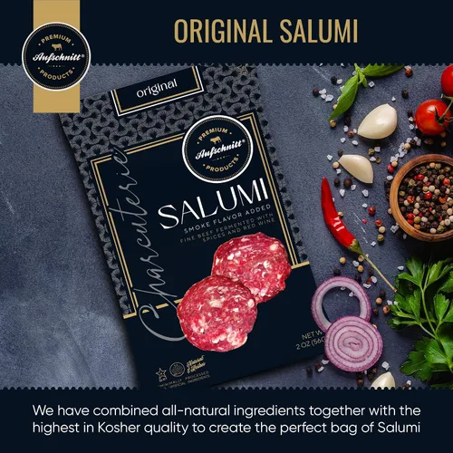 Miniatura 2 de Aufschnitt Meats Kosher Salumi - Salchicha en rodajas, carne de embutidos - Carne fermentada fina - 2 onzas, original, paquete de 12