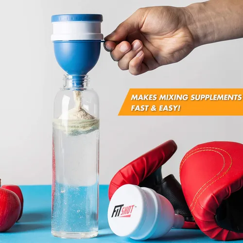 Miniatura 7 de Embudo de proteína en polvo: embudo de suplemento con llavero, paquete de 4 embudos para botella de agua, sin BPA, 2 en 1, portátil de 4.1 fl oz