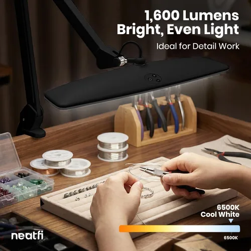 Miniatura 6 de Neatfi Elite - Lámpara de trabajo HD XL, 1600 lúmenes, 84 LED SMD, 6500K, atenuación no polar, luz de escritorio para el hogar, la oficina y la sala