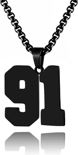 Miniatura 113 de Collar de Número Dorado para Hombre, Cadena de Acero Inoxidable con Colgante de Número para Atletas, Joyería Deportiva Personalizada para Niños