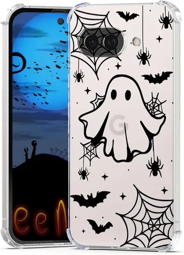 Miniatura 49 de Funda de Halloween para Google Pixel 6A transparente con diseños de murciélagos fantasmas, funda para teléfono para niñas, elegante, delgada, a