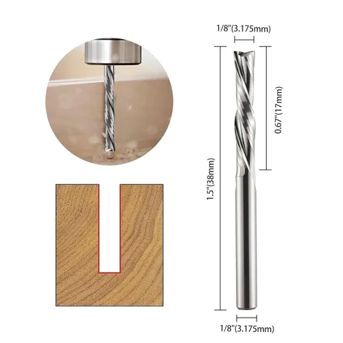 Miniatura 2 de Broca de corte descendente de 1/8 pulgadas, corte hacia abajo, espiral, fresadora CNC, fresadora de carburo de tungsteno, juego de 5