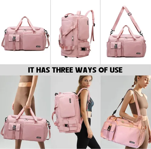 Miniatura 6 de Eslcorri Bolsa de deporte para mujeres y hombres, mochila deportiva con compartimento para zapatos y artículos húmedos, bolsa de fin de semana