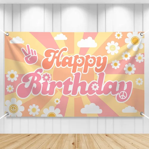 KatchOn, Groovy - Cartel de feliz cumpleaños – 72 x 44 pulgadas | Decoraciones de cumpleaños geniales para niños y niñas | Groovy Banner telón de
