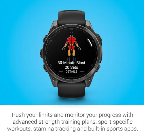 Miniatura 5 de Garmin Fenix 8 Premium - Reloj inteligente multideporte GPS para correr, 47 mm AMOLED, clasificado para buceo, linterna incorporada Titanio DLC