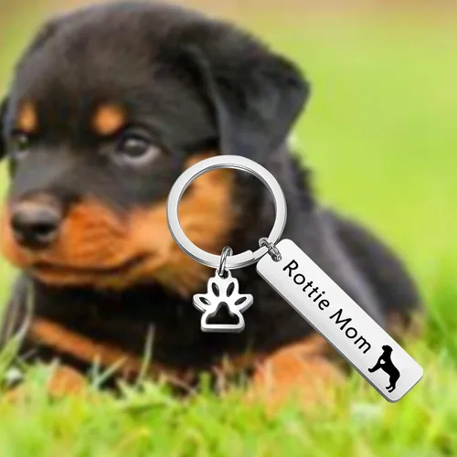 Miniatura 7 de LQRI Rottweiler Rottie Mom Rottie Dad Kechain Set de joyería para perros y mascotas, regalo Rottie para Rottweiler Rottie Mamá Papá, Metal, Acero
