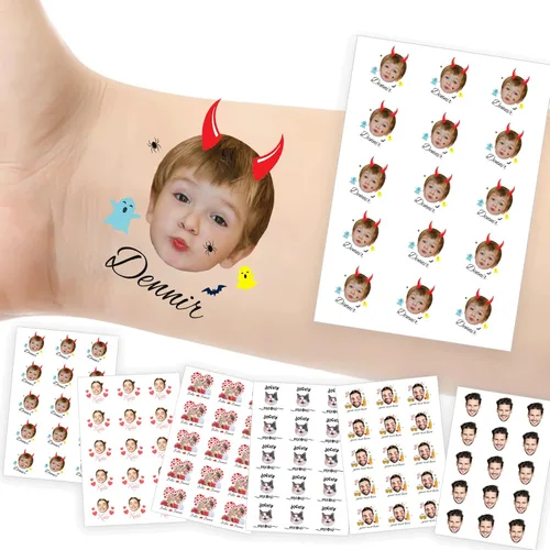 Miniatura 40 de Tatuajes temporales personalizados con foto y nombre, logotipo personalizado para adultos, niños, mujeres, hombres, regalo de boda, cumpleaños