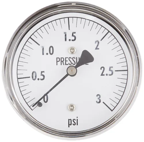 Miniatura 7 de PIC Gauges LP2-254-60 Manómetro de baja presión no rellenable de montaje trasero central con carcasa cromada, internos de latón, lente de plástico