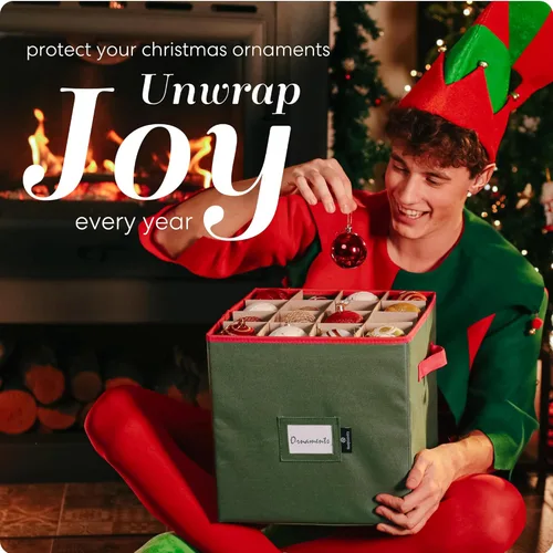 Miniatura 3 de Handy Laundry Almacenamiento de adornos de Navidad: almacena hasta 64 adornos navideños, divisores ajustables, dos asas. La caja de almacenamiento