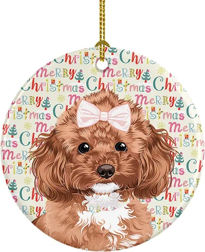 Miniatura 123 de Caroline's Treasures Bulldog Francés Azul de Navidad Adorno de Cerámica Decoraciones Colgantes para Árbol de Navidad para Hogar Navidad, Festividad