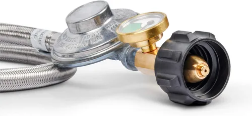 Miniatura 4 de GasSaf Regulador de Propano de 3 Pies con Manguera, Reguladores de Gas Propano de Acero Inoxidable Trenzado y Medidores Adecuados para la Mayoría