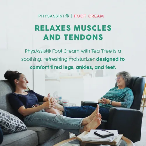 Miniatura 3 de PhysAssist Crema para pies con árbol de té – Crema hidratante profunda para pies y piernas para piel seca, cansada y sensible – Refrescante apoyo