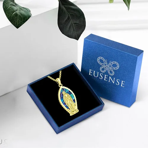Miniatura 109 de Eusense San Miguel San Cristóbal San Benito San Judas Virgen María Collar chapado en oro 925 joyería religiosa para hombres y mujeres, collar