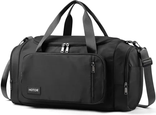 HOTOR Bolsas de gimnasio para hombres y mujeres Bolsa de lona espaciosa con compartimento para zapatos y bolsillo húmedo, bolsa de mano para fin de