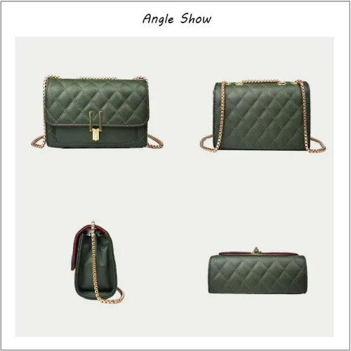 Miniatura 2 de Hanbella - Bolso cruzado para mujer, bonito bolso de hombro de cuero acolchado con correa de cadena dorada para adolescentes y niñas, bolso de mano