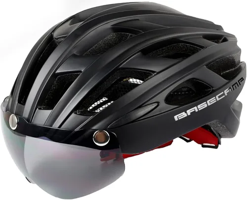Miniatura 17 de Casco de bicicleta Basecamp con luz trasera y gafas magnéticas desmontables, casco ligero para ciclismo ajustable para hombres y mujeres en montaña