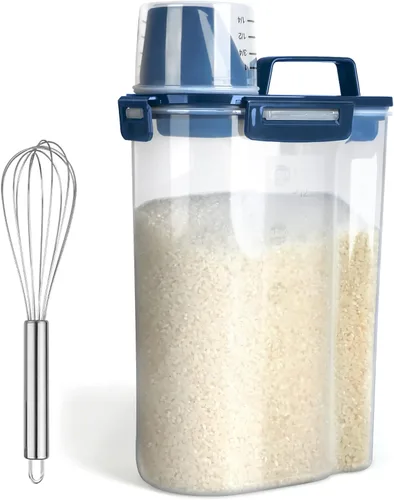 Miniatura 10 de Uppetly Contenedores herméticos de almacenamiento de alimentos secos de arroz, dispensador de plástico sin BPA con boquilla vertible, taza medidora