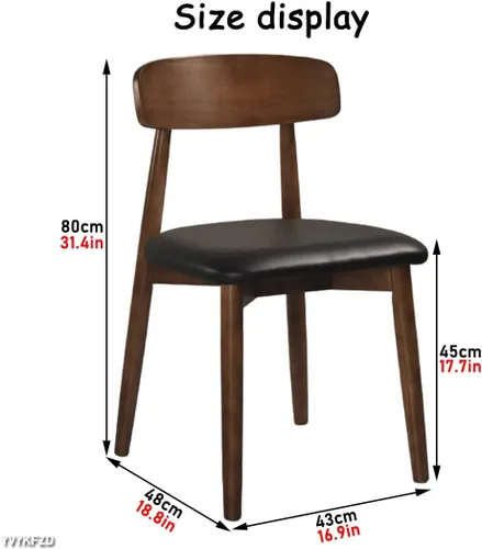 Miniatura 3 de YVYKFZD Solid Wood Dining Chairs, Armless Dining Room Chair Set, Leather Upholstered Kitchen Chairs, Comfy Side Chair with Curved Back, for