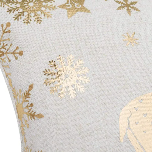 Miniatura 6 de JWH Funda de almohada decorativa de ciervos amantes de la Navidad, con estampado dorado, funda de almohada de lino, cojín de invierno