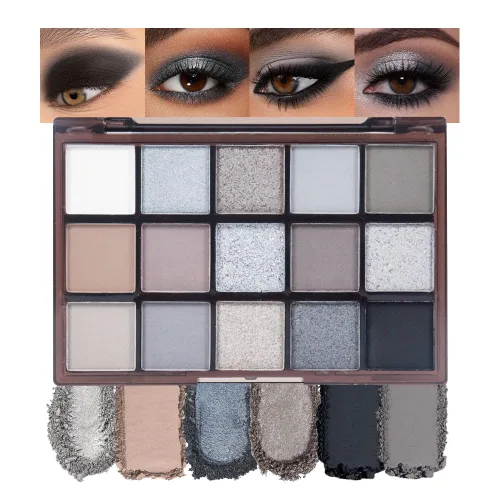 Miniatura 13 de Paleta de sombra de ojos neutra, paleta de sombras de ojos color crema de bronce marrón mate, paletas de maquillaje para mujeres, sombras de ojos