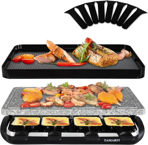 Miniatura 7 de TAMARIT Raclette - Parrilla de mesa portátil 3 en 1, barbacoa coreana, parrilla eléctrica para interiores con placa reversible antiadherente