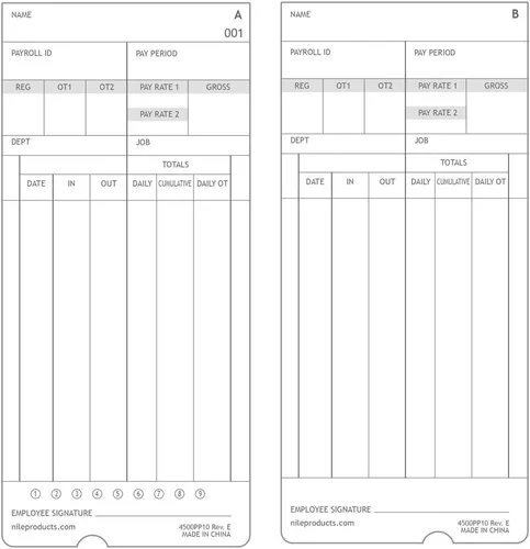 Miniatura 4 de Nile Products, 4500PP10MB 1,000 tarjetas de tiempo auténticas y auténticas en idioma inglés para el reloj de tiempo del Nilo modelo 4500PP, tarjetas