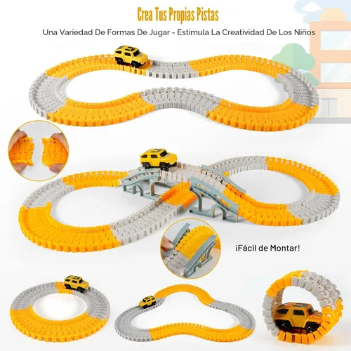 Miniatura 3 de 260 PIEZAS Pistas de Carreras de Construcción para Juguetes de Niños, 2 Autos de Carreras, 4 Autos de Construcción, 1 Mapa y Conjunto de Pistas
