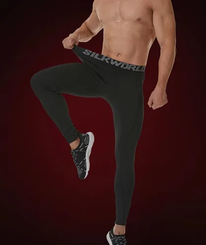 Miniatura 46 de SILKWORLD Paquete de 1 a 3 pantalones de compresión para hombre, con bolsillos, leggings de gimnasio y secado fresco