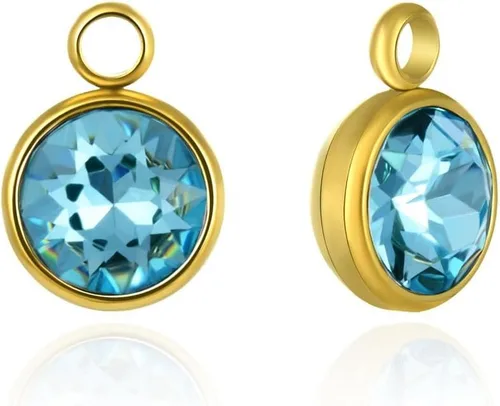 Miniatura 15 de Adabele Colgante de acero inoxidable chapado en oro amarillo de 18 quilates con piedra natal redonda de grado A de 0.236 in y 0.394 in, no se