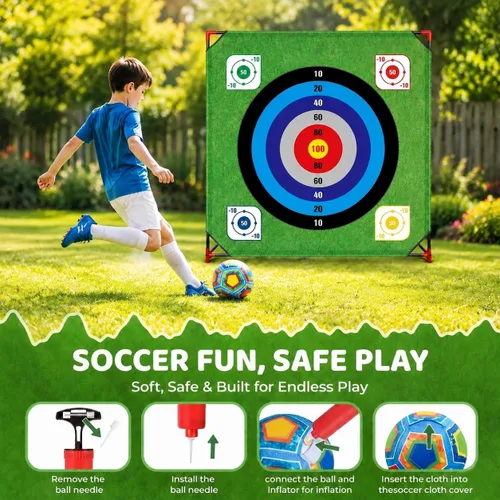 Miniatura 4 de Juego de astillado de golf, juego de batalla para niños y adultos, tapete gigante de 54 x 54 pulgadas con 16 bolas adhesivas, 8 bolsas de frijol, 6