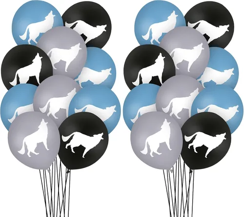 Miniatura 3 de 30 globos de lobo para decoración de fiesta de cumpleaños de lobo, globos de látex de 12 pulgadas para baby shower, cumpleaños, suministros