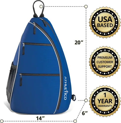 Miniatura 5 de Athletico - Bolsa de hombro cruzada - Mochila para Pickleball, Tenis, Racketball y viajes para hombres y mujeres Azul