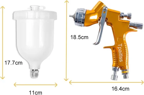 Miniatura 6 de Kit de pistola pulverizadora de pintura para carrocería automotriz hvlp, pistola pulverizadora de aire para pintura de autos, kit de pintura por